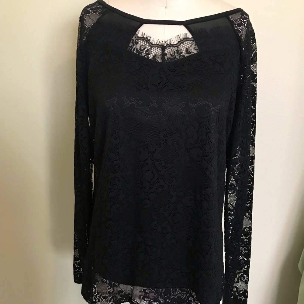 Black lace long sleeve blouse